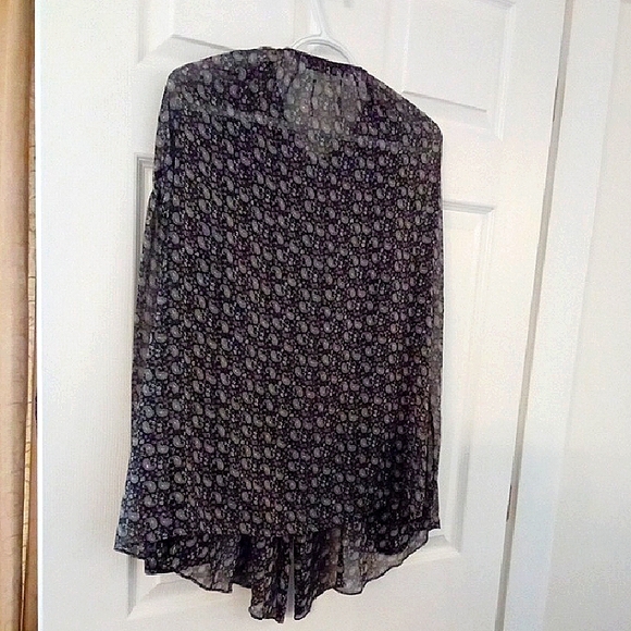 Zara Bohemian Poet Style Sheer Paisley Long Sleeve Blouse - Picture 8 of 11